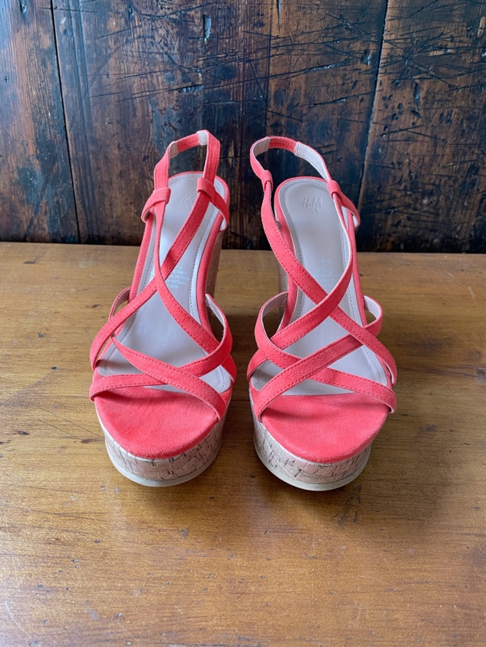 H&M Coral Strappy Cork-Platform Sandals
